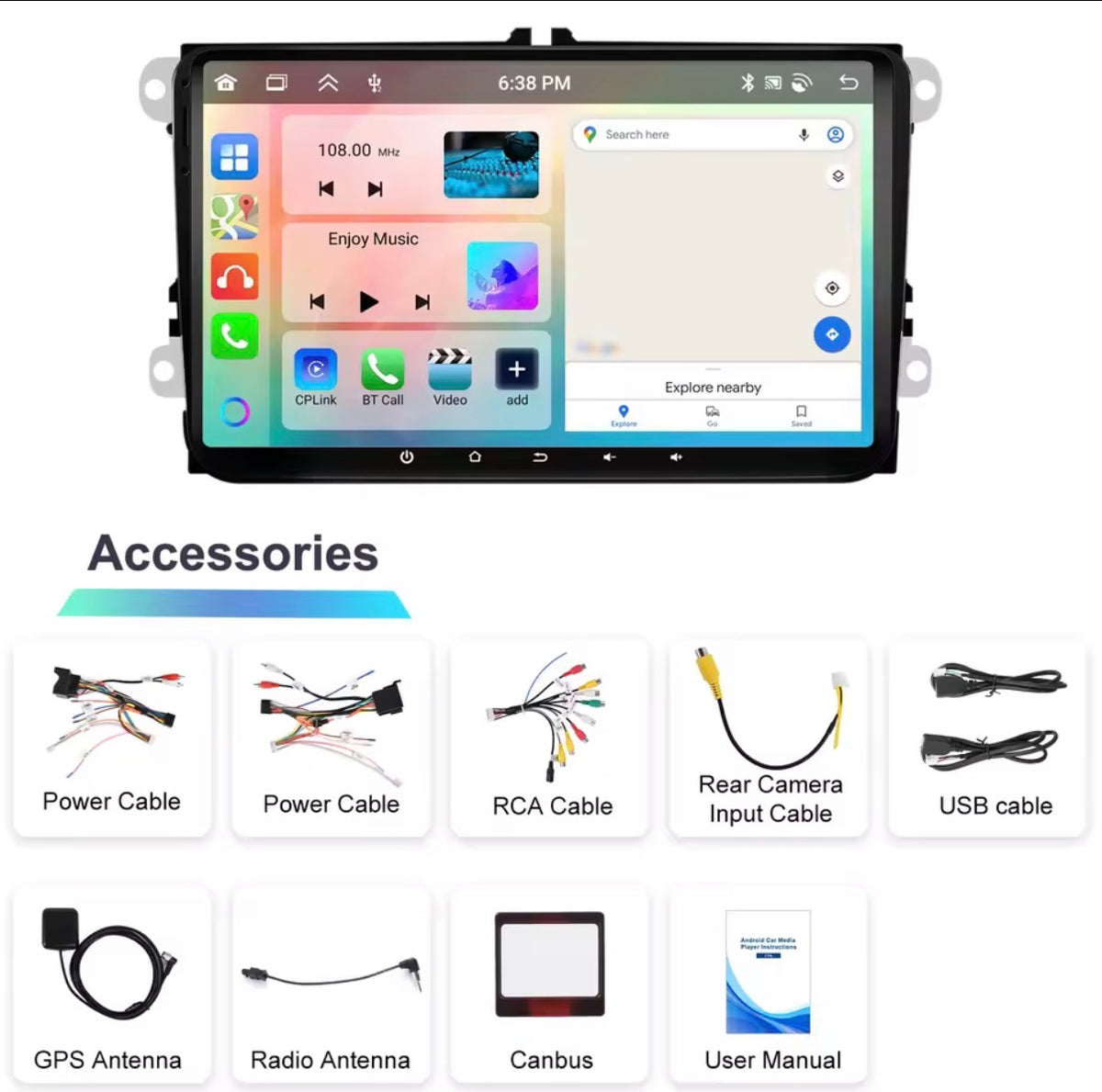 Volkswagen Seat Skoda 9” Android 15 , 4/64 gb CarPlay Android auto wireless gps Bluetooth Wi-Fi RDS