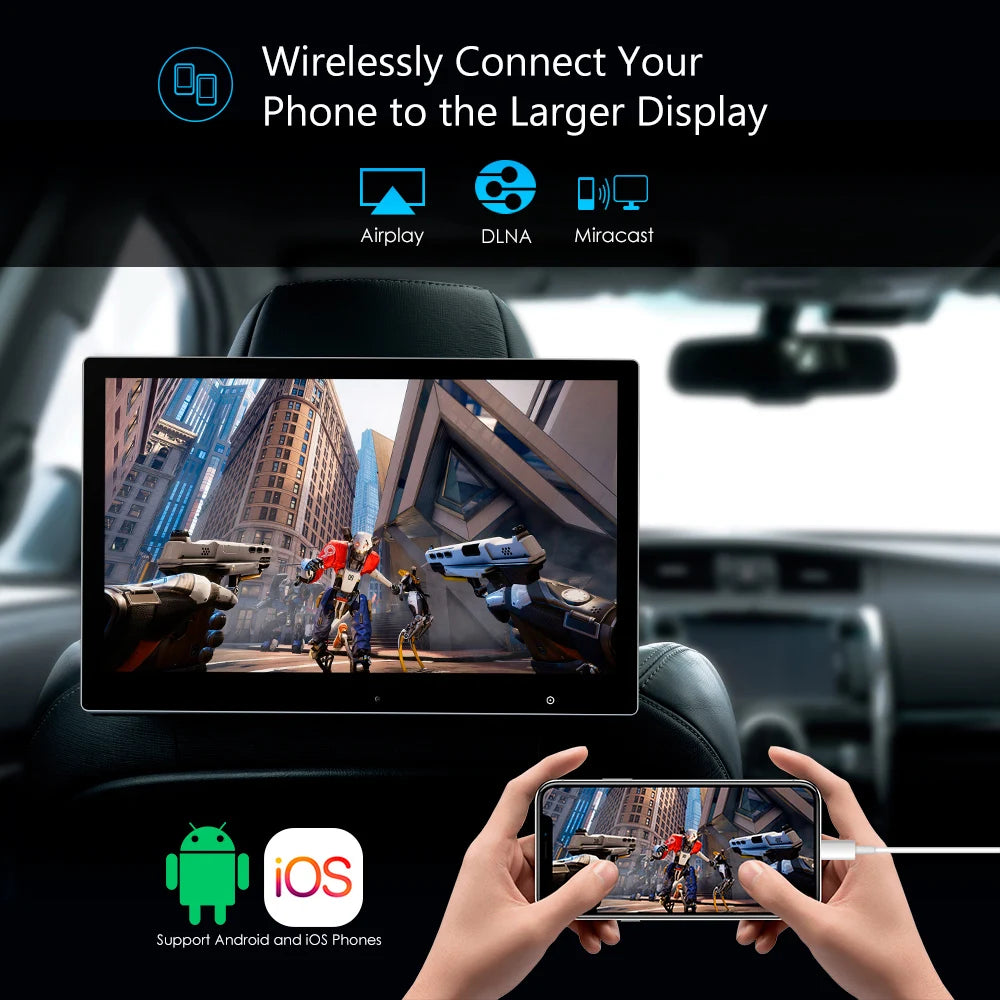12.5 '' Monitor Poggiatesta per Auto Android 10.0 Octa Core Touch Screen Lettore Multimediale Portatile con Altoparlante Supporta Video 1080P 2 + 16GB HM127A