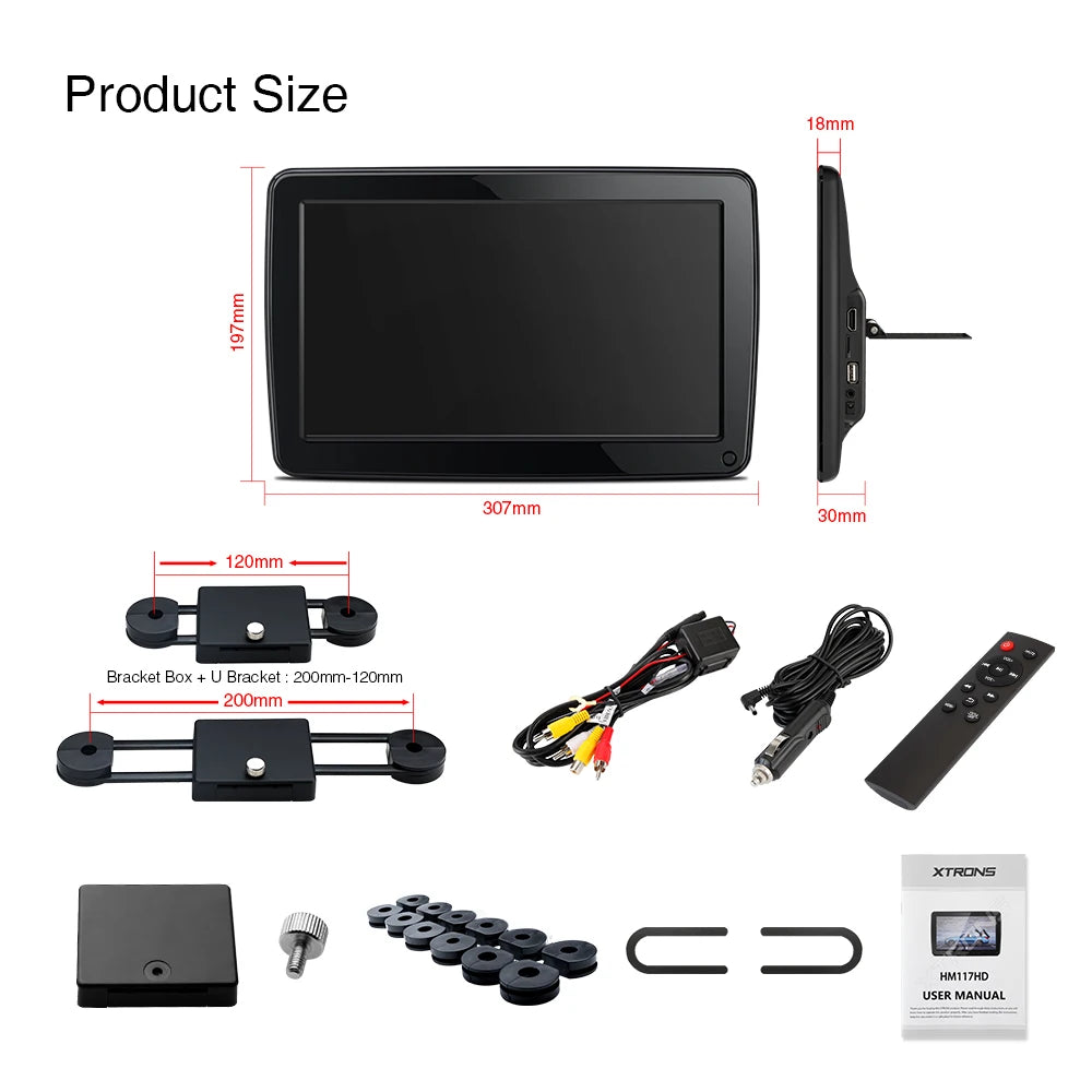 11.6 pollici Auto TV IPS Schermo Poggiatesta per auto portatile Lettore multimediale USB SD Slot Supporto Video 1080P HM117HD