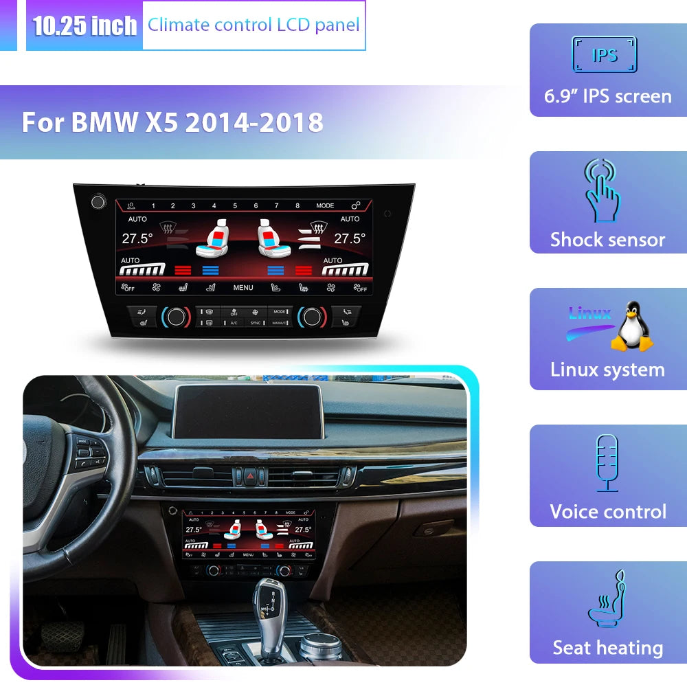 BMW 1 2 3 4 5 6 Series GT X1 X5 X4 X4M M4 X3 X3M M3 2013-2020 Pannello di climatizzazione LCD e comandi riscaldamento sedili AUTMLCDBM