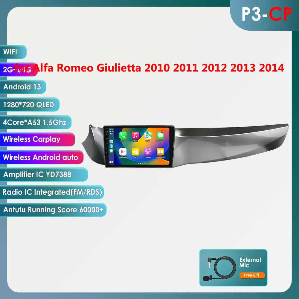 Alfa Romeo Giulietta 2010-2018 9" Android 14 Carplay Android auto wireless wifi bt gps 4g AUTMPK52