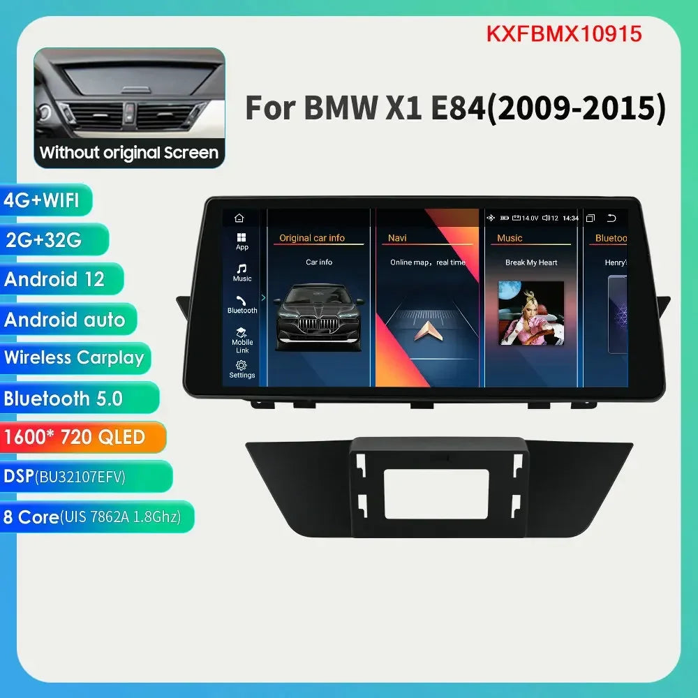 BMW X1 E84 CIC / SENZA MONITOR DI SERIE 2009-2015 10,25'' Android 14 HD IPS Multimedia Player 4G CarPlay Android Auto DSP