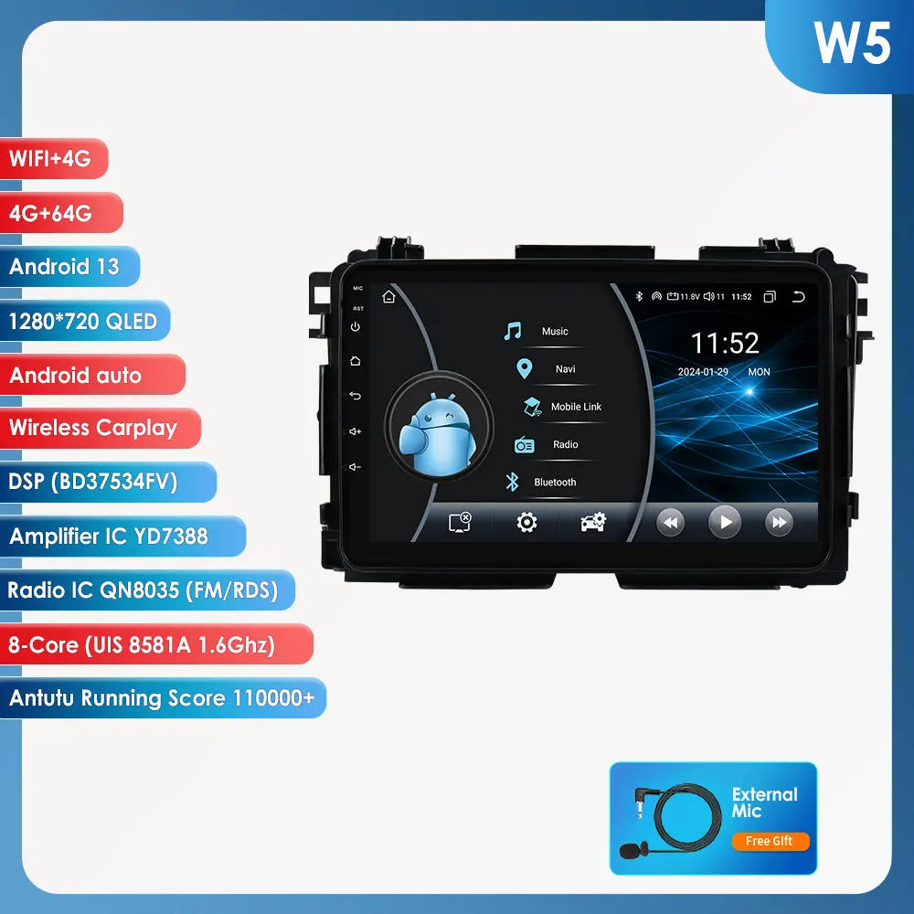 Honda Vezel HR-V HRV HR V XRV 2013-2022 " Android 14 Carplay Android auto wireless wifi bt gps 4g AUTMQBOO
