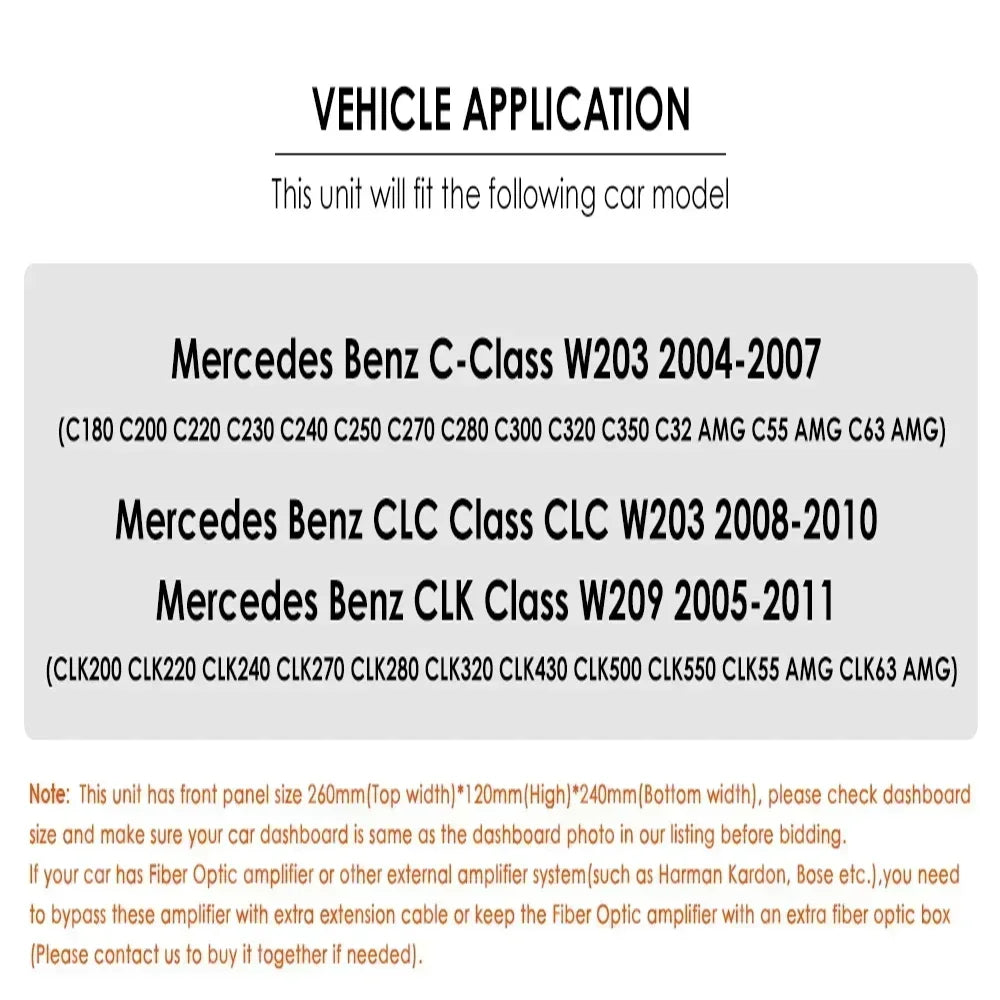 Mercedes Benz C-Class W203/CLC W203 CLK W209 9" Android 14 Carplay Android auto wireless wifi bt gps 4g AUTMENK8