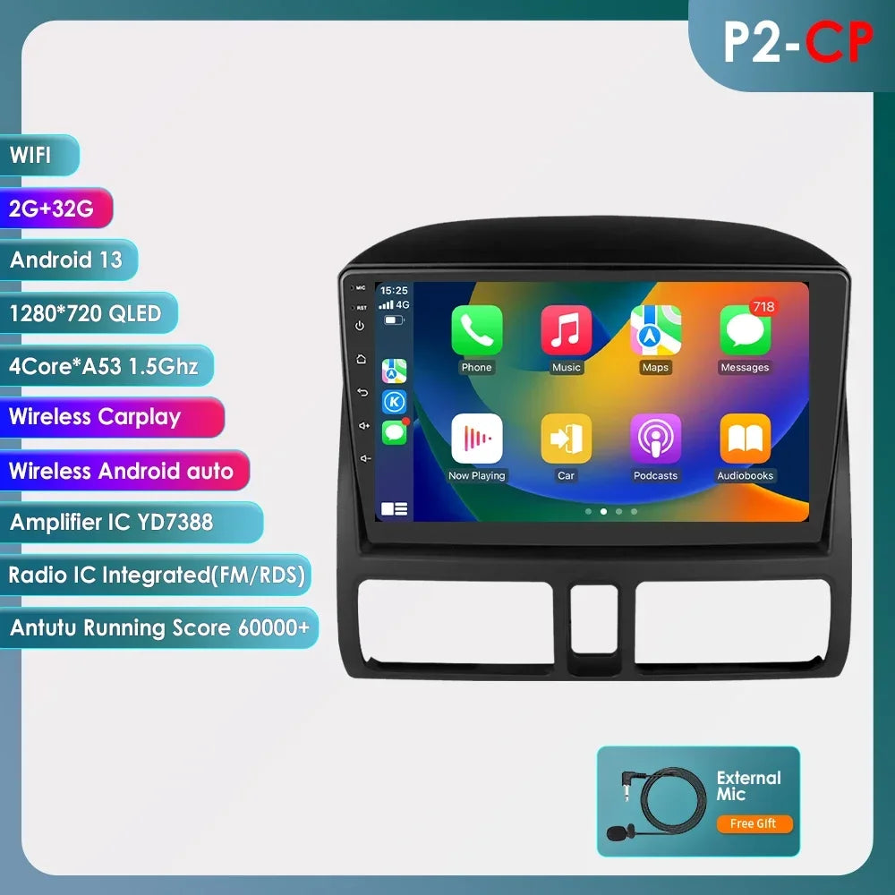 Honda CR-V 2001 - 2006 Android 14 9" Carplay Android auto wireless wifi bt gps 4g RDS AUTMDCRV1