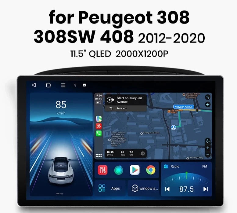 Peugeot 308 308SW 408 2007 - 2013 X7 PRO 11.5“ 2K Wireless CarPlay Android Auto Car Radio RDS WIFI GPS BT Multimedia autoradio AUTMOEGSW308