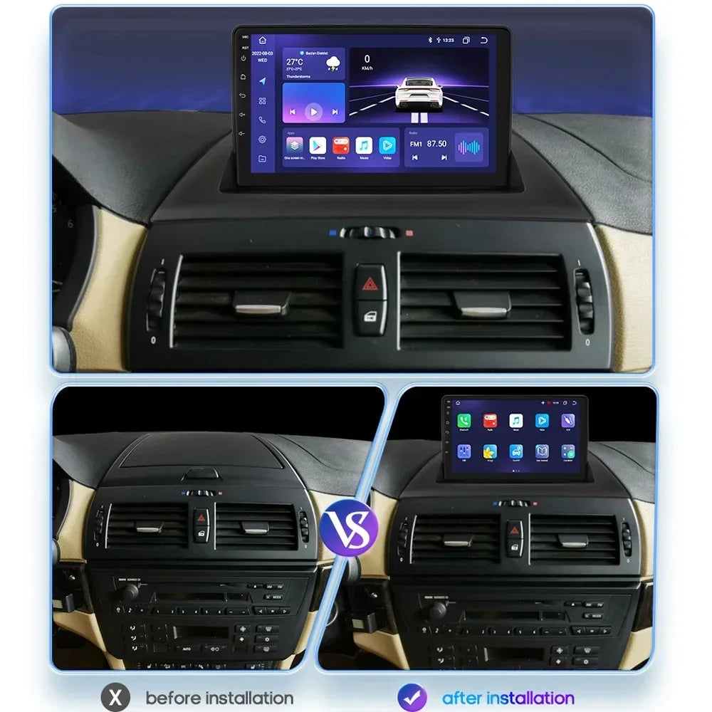 BMW X3 E83 2004- 2012 9" Android 14 Carplay Android auto wireless wifi bt gps 4g AUTMW98Z
