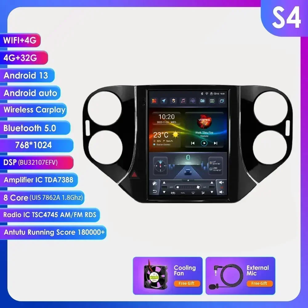 Volkswagen Tiguan 1NF 2007-2016 9,7" " Android 14 Carplay Android auto wireless wifi bt gps 4g AUTMQ522