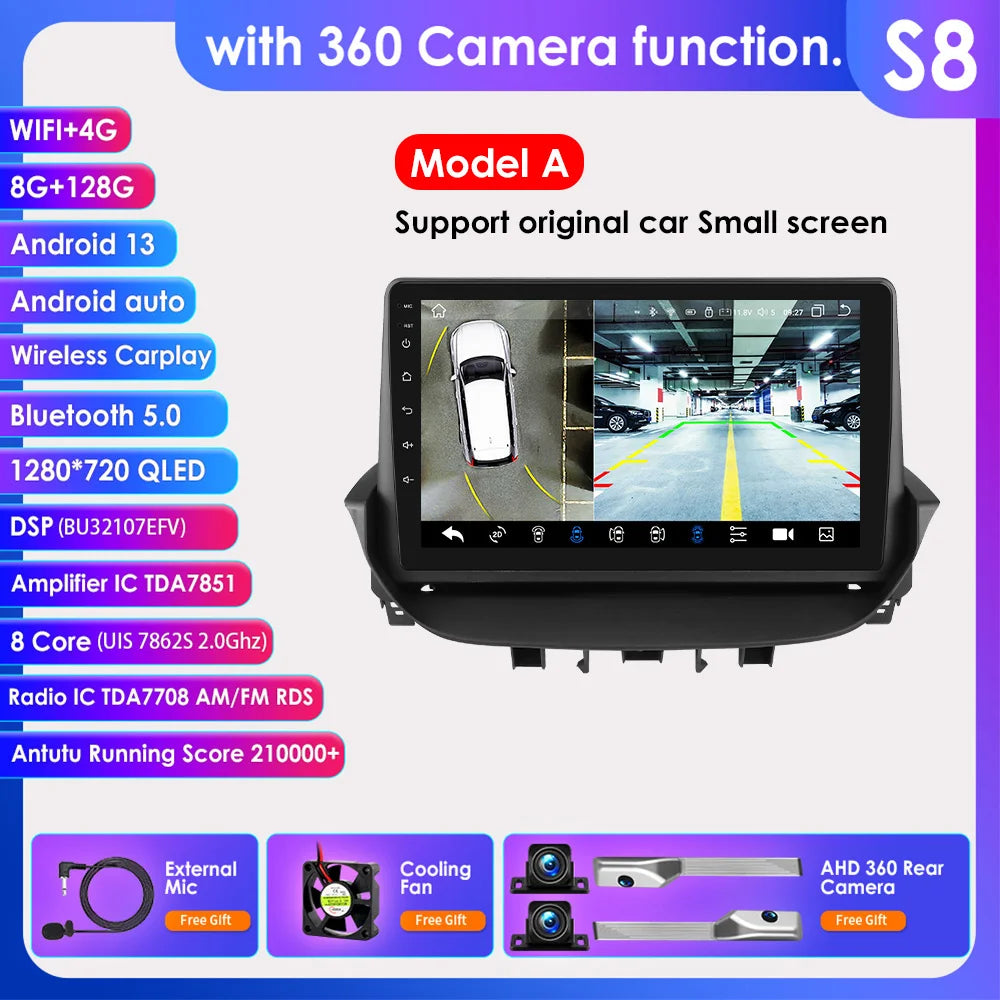 Renault Laguna 2 2001-2007 9" Android 14 Carplay Android auto wireless wifi bt gps 4g AUTMTAL9