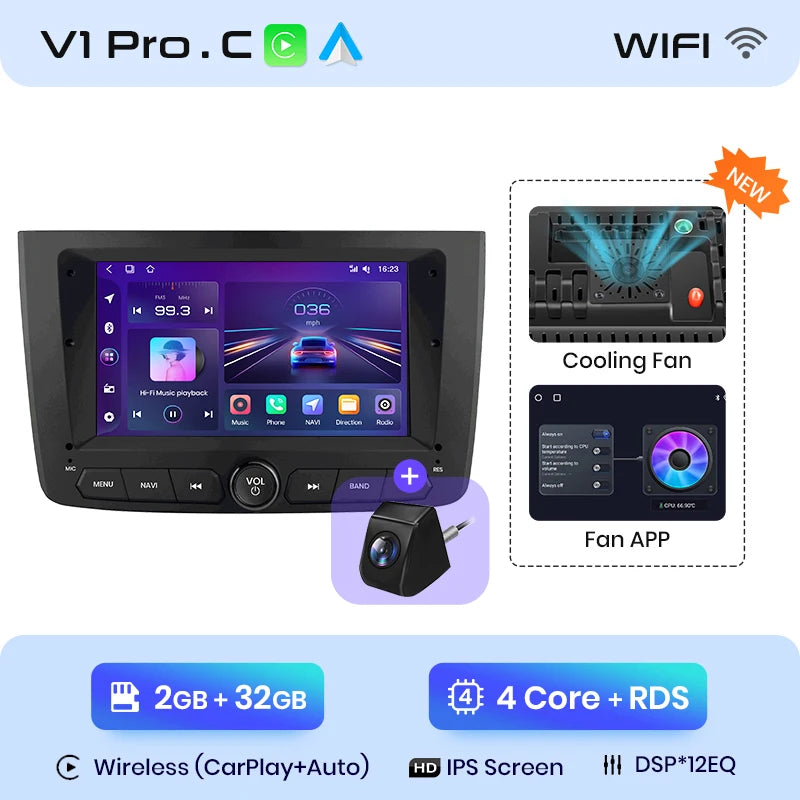 Alfa Romeo Mito 2008 -2012 7" Wireless CarPlay Android Auto Radio RDS WIFI BT GPS AUTMAFRMT2