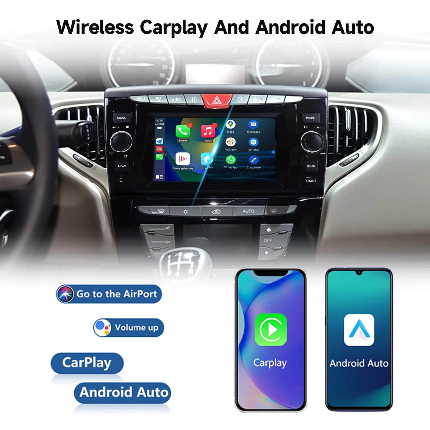 LANCIA YPSILON 2012-2022 7" Android 13 Carplay Android auto wireless wifi bt gps 4g AUTM4W3T