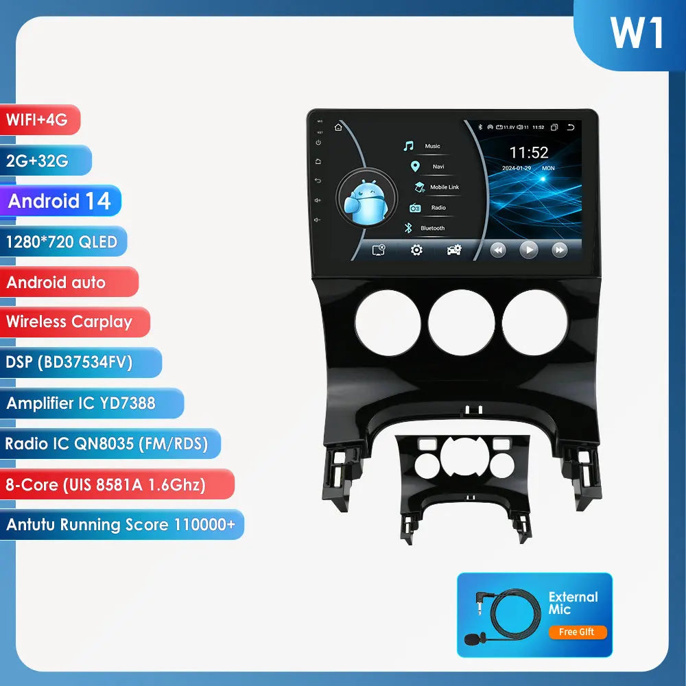 Peugeot 3008 5008 2009-2015 9" Android 14 Carplay Android auto wireless wifi bt gps 4g AUTMGA43
