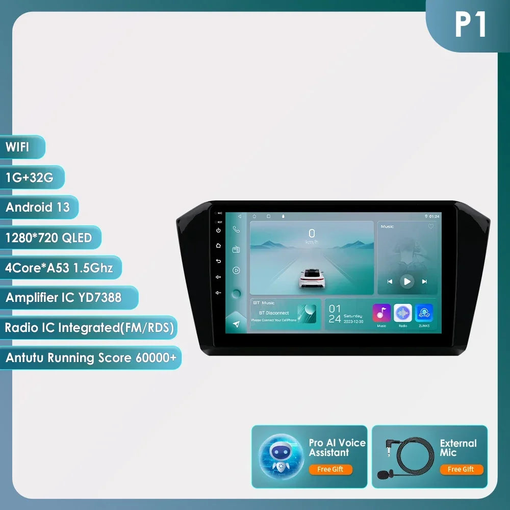 VW Passat B8 2014 -2023 10,1" Android 14 Carplay Android auto wireless wifi bt gps 4g AUTMP6CD