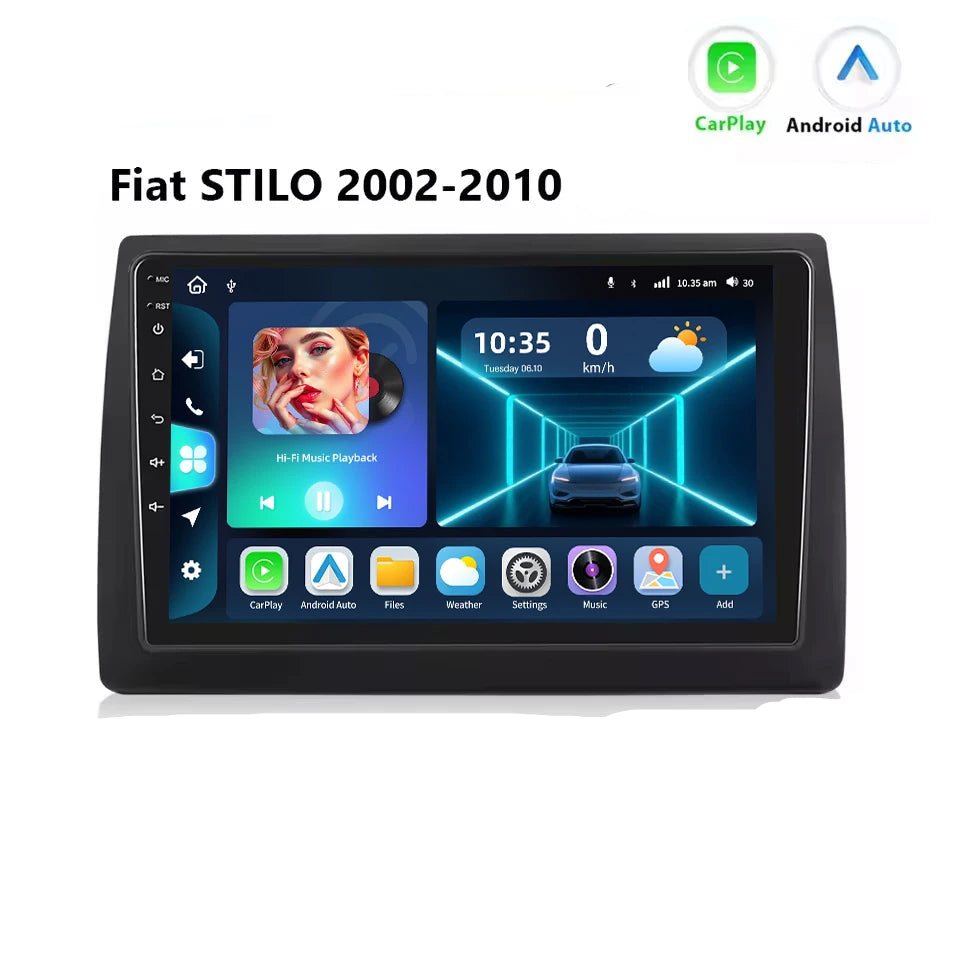 Fiat STILO 2002-2010  9" Android 14  Wireless CarPlay Android Auto GPS WiFi BT radio RDS AUTM7GJT