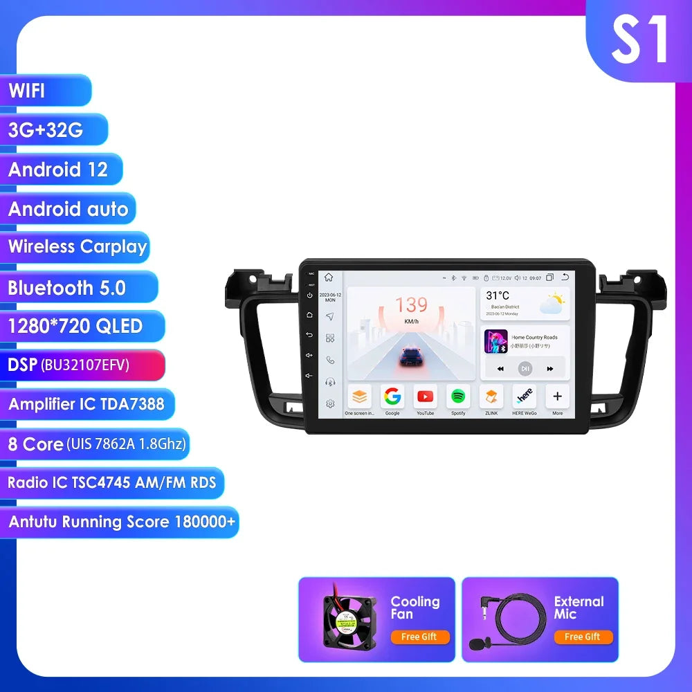 Peugeot 508 508SW 2011-2018 9" / 10,33" Android 14 Carplay Android auto wireless wifi bt gps 4g AUTM8VXQ
