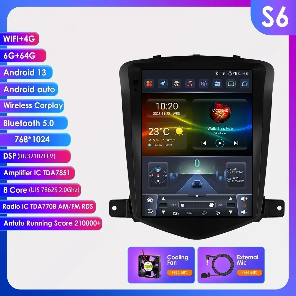 Chevrolet Cruze J300 2008-2012 9,7" Android 14 Carplay Android auto wireless wifi bt gps 4g AUTMIZKN
