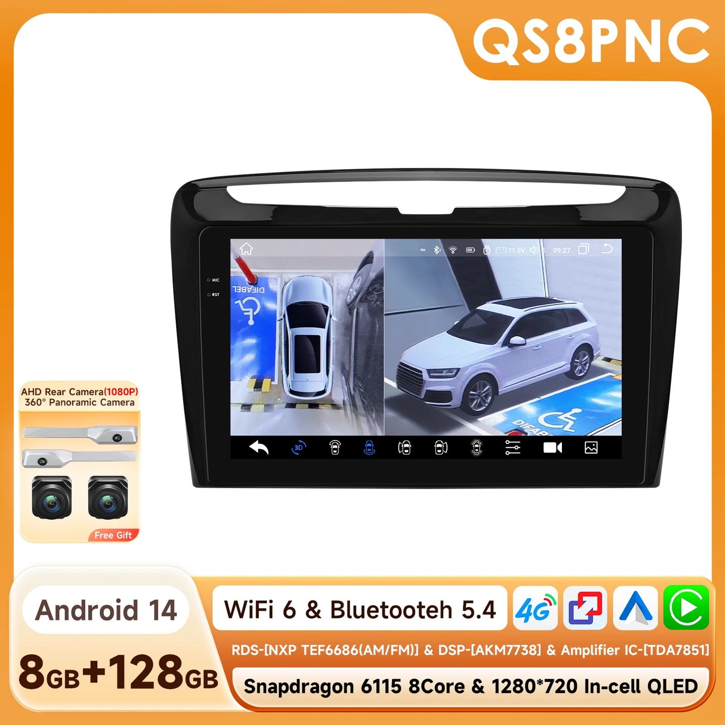Lancia Ypsilon 2012 - 2020 9" Android 14 Carplay Android auto wireless wifi bt gps 4g AUTMSTMD