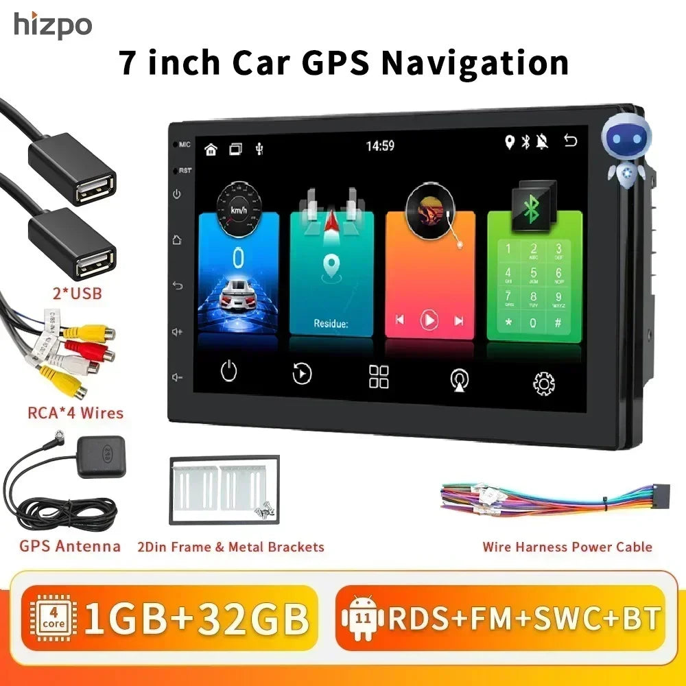 Universale 2 DIN 7" Android 14 Carplay Android auto wireless wifi bt gps 4g AUTMIYLG