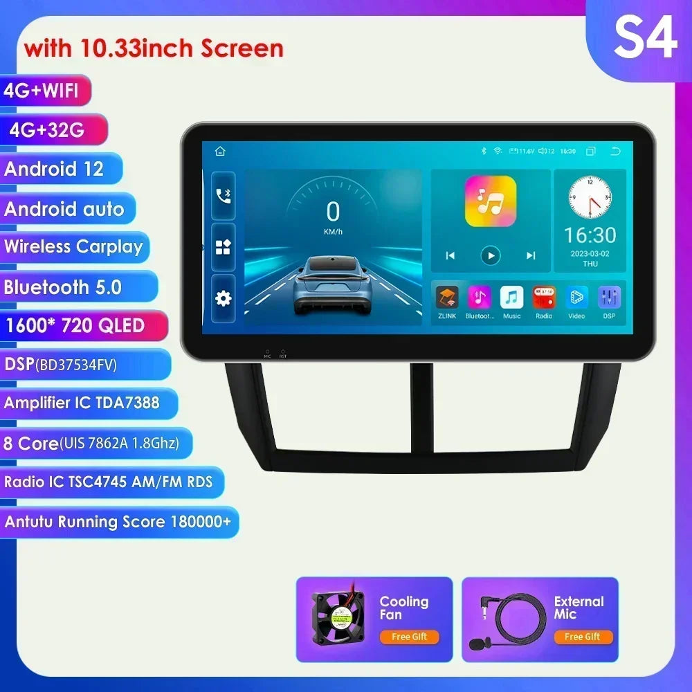 Subaru Forester 3 SH 2007-2013 Impreza WRX " Android 14 Carplay Android auto wireless wifi bt gps 4g AUTMFSTSB