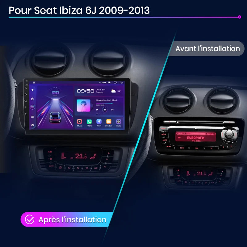 Seat Ibiza 6j 2009-2013 9" Wireless CarPlay Android Auto wifi GPS bluetooth usb radio rds Systems Smart Car Radio AUTMSETBZ9