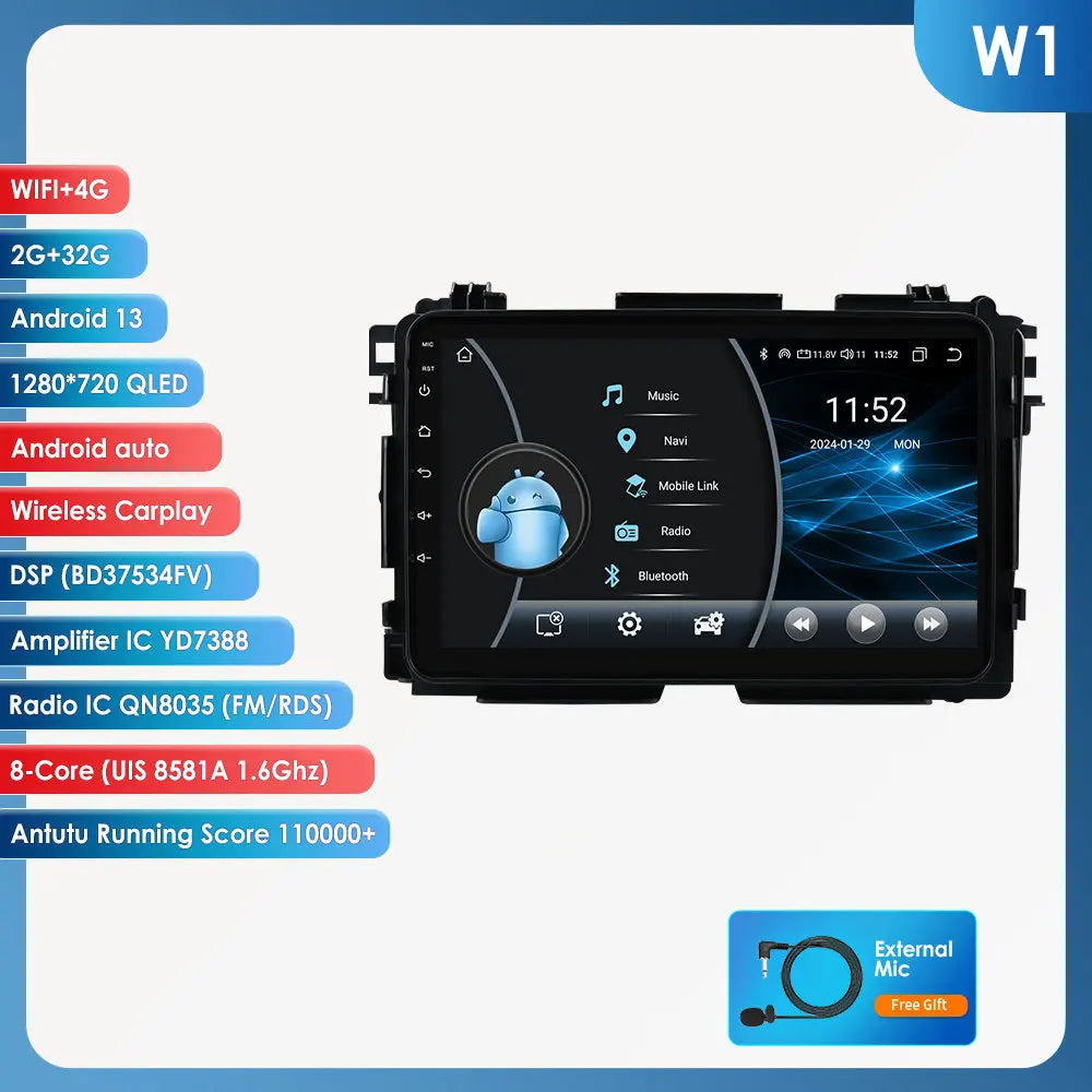 Honda Vezel HR-V HRV HR V XRV 2013-2022 " Android 14 Carplay Android auto wireless wifi bt gps 4g AUTMQBOO