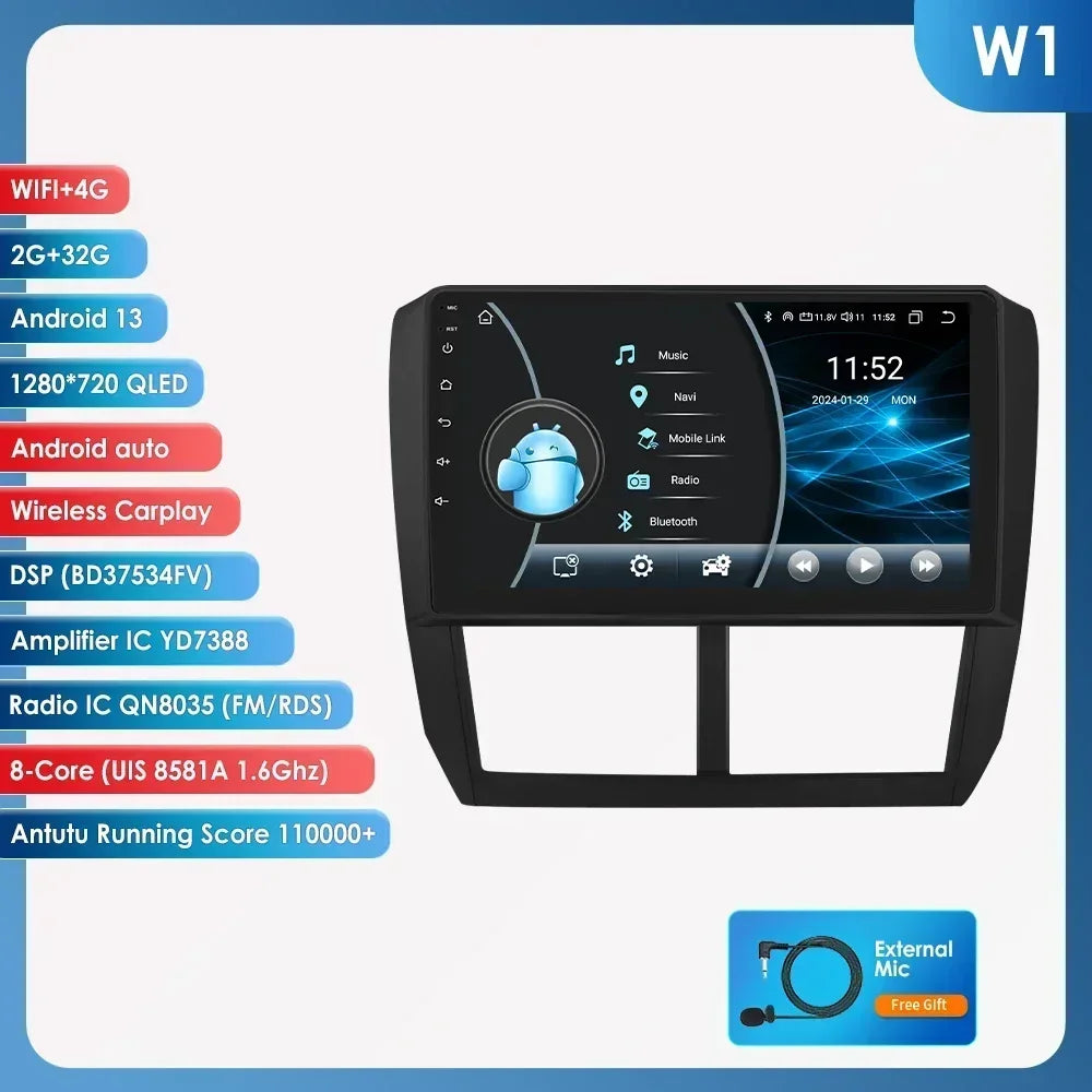 Subaru Forester 3 SH 2007-2013 Impreza WRX " Android 14 Carplay Android auto wireless wifi bt gps 4g AUTMFSTSB