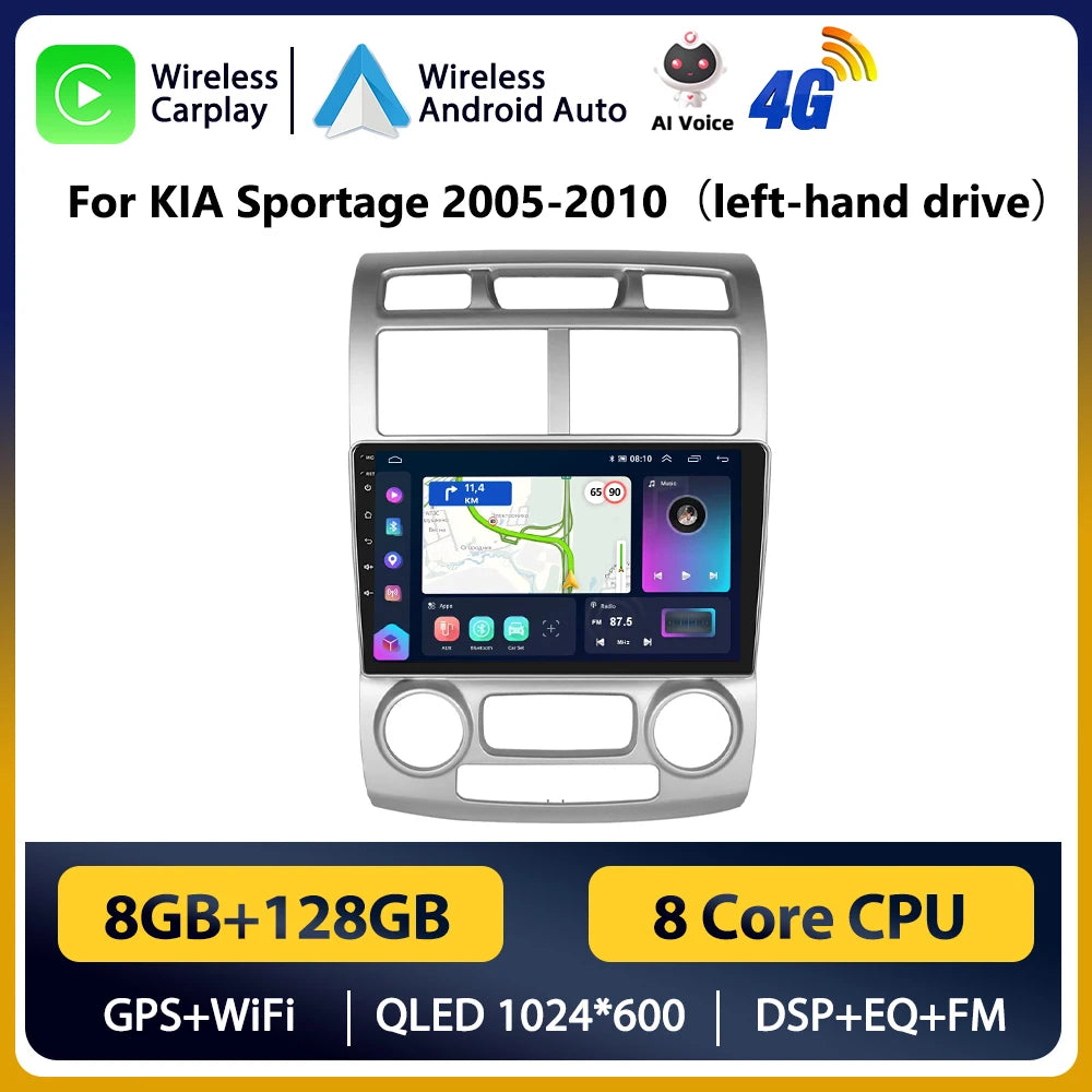 KIA Sportage 2005-2010 9" Android 14 Carplay Android auto wireless wifi bt gps 4g AUTMVR4R