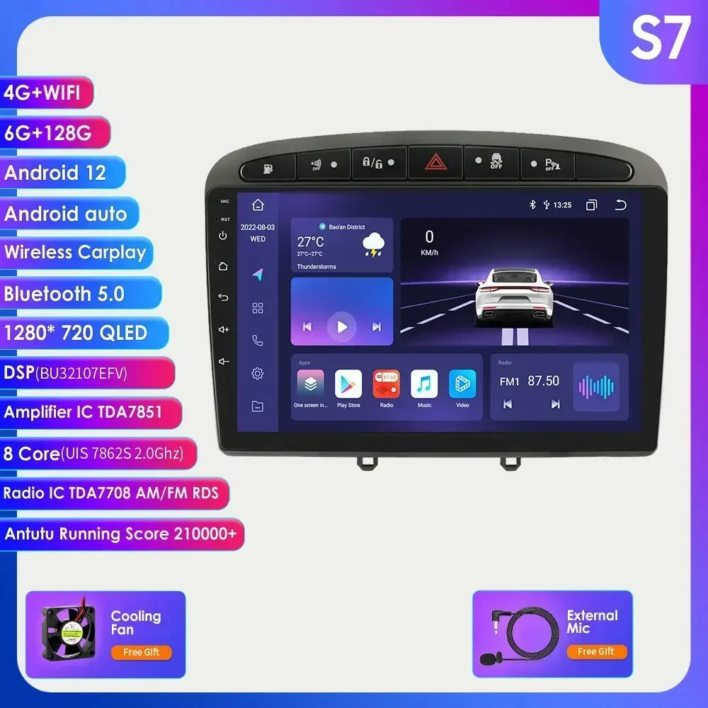 Peugeot 308 308SW Peugeot 9" Android 14 Carplay Android auto wireless wifi bt gps 4g AUTMAJNZ