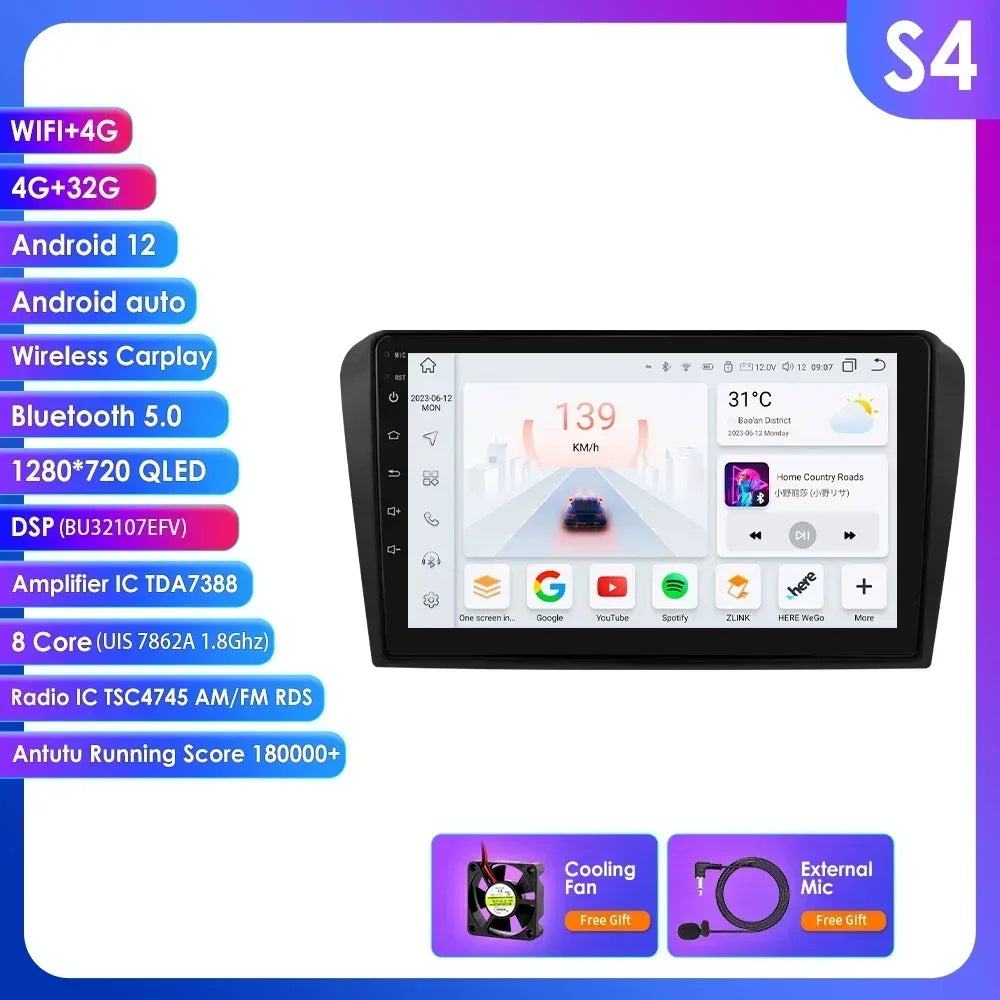 Mazda 3 2004-2009 9" / 10,33" Android 14 Carplay Android auto wireless wifi bt gps 4g AUTMZAMD3