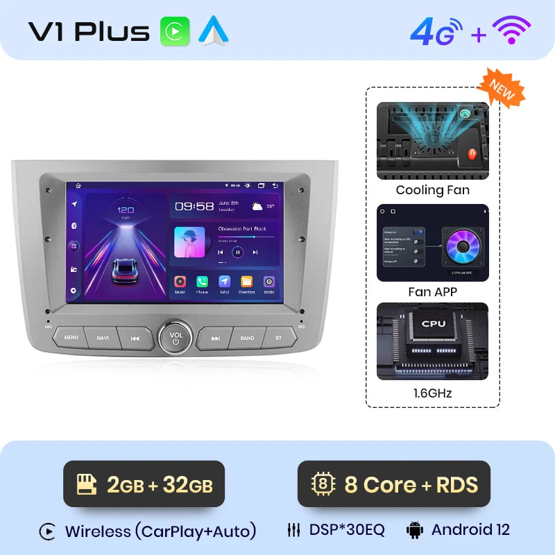 Alfa Romeo Mito 2008 -2012 7" Wireless CarPlay Android Auto Radio RDS WIFI BT GPS AUTMAFRMT2