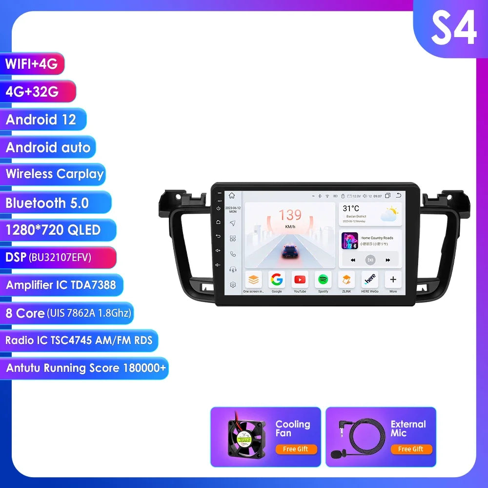Peugeot 508 508SW 2011-2018 9" / 10,33" Android 14 Carplay Android auto wireless wifi bt gps 4g AUTM8VXQ