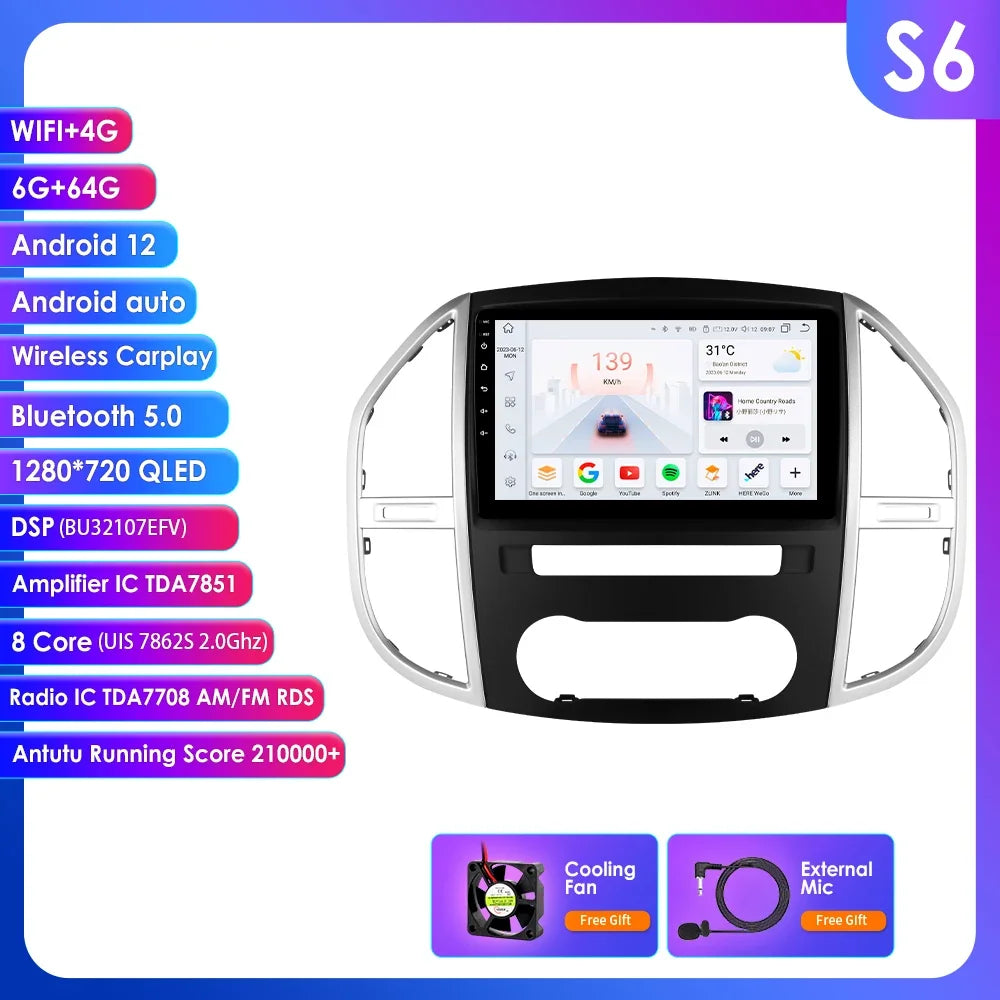 Mercedes Benz Vito W447 2014 - 2021 9" /10,33" Android 14 Carplay Android auto wireless wifi bt gps 4g AUTMCTCJ