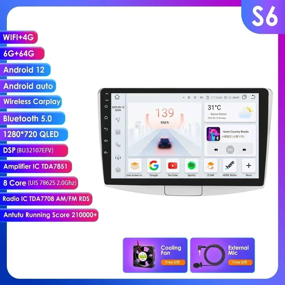 Volkswagen VW Passat B7 CC 2005-2013 10,1" Android 14 Carplay Android auto wireless wifi bt gps 4g AUTMBNJ2
