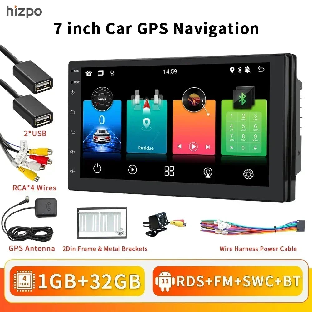 Universale 2 DIN 7" Android 14 Carplay Android auto wireless wifi bt gps 4g AUTMIYLG
