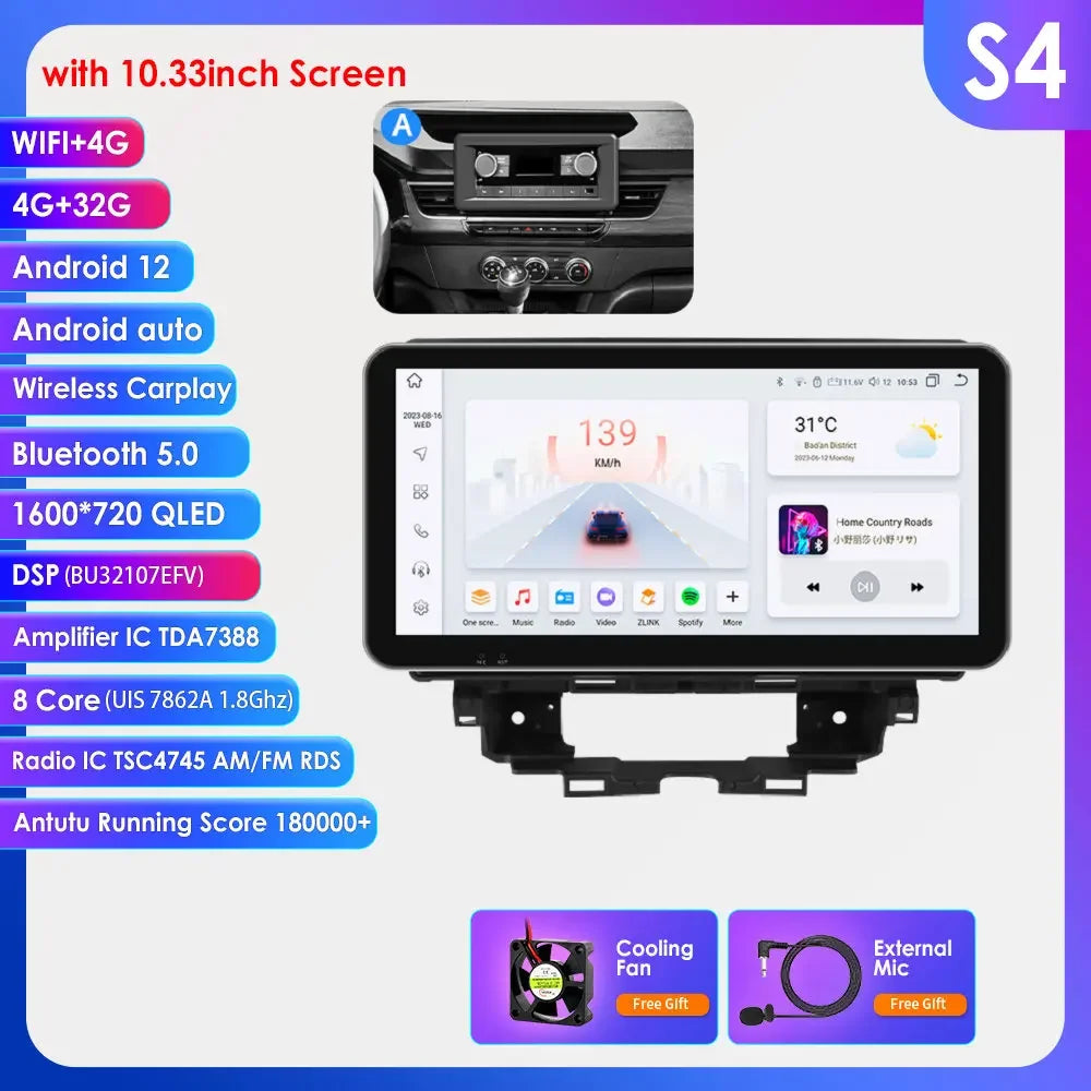 Renault Kangoo 2019-2025 9" Android 14 Carplay Android auto wireless wifi bt gps 4g AUTM4NJ5