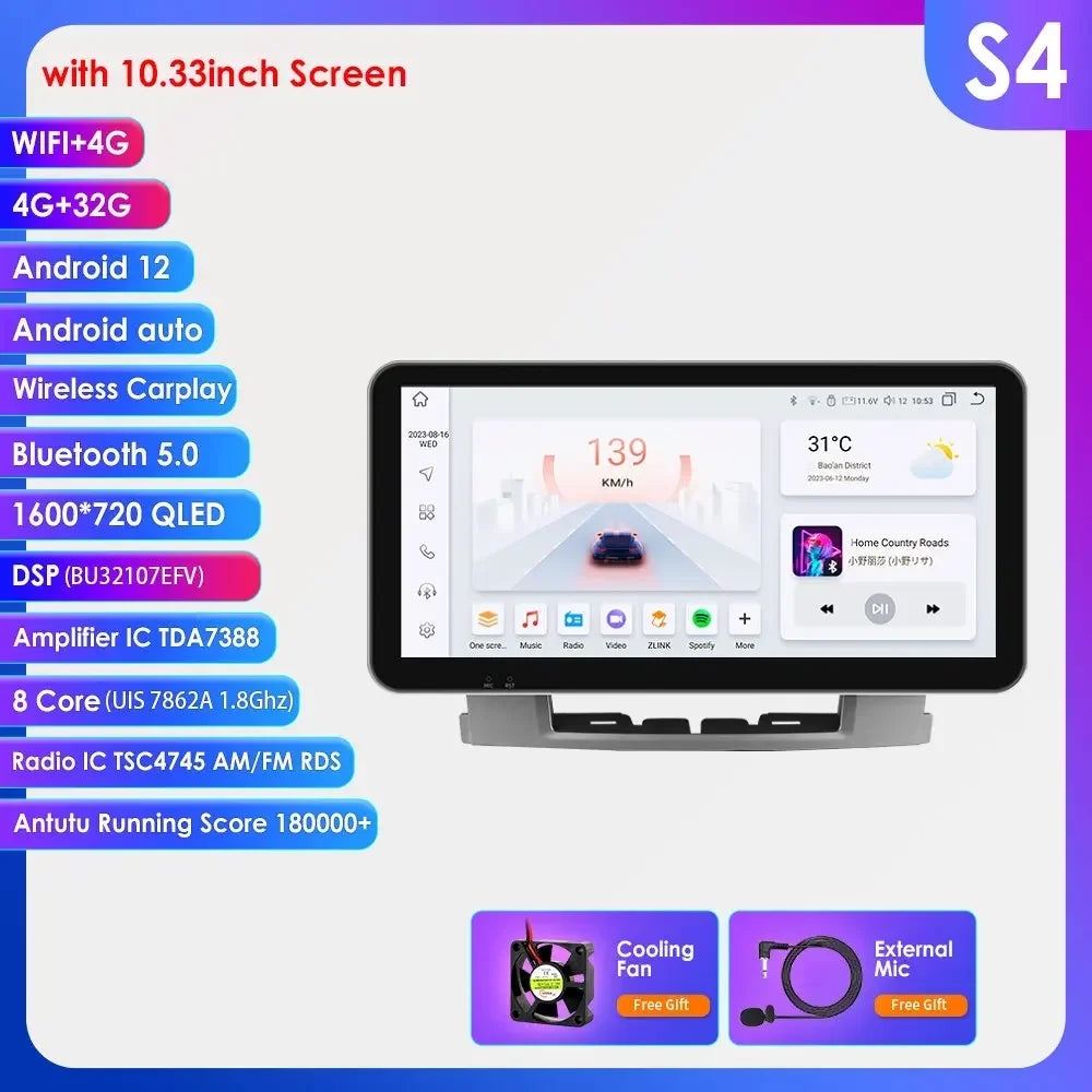 Opel Astra J 2009-2017 9" / 10,33" Android 14 Carplay Android auto wirell WIFI BT 4G USB GPS AUTMOSTRJ