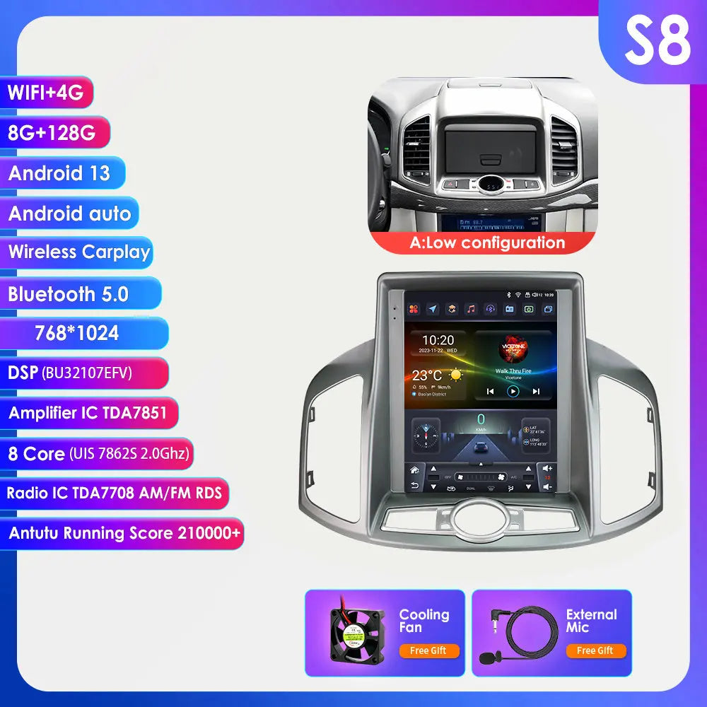 Chevrolet Captiva Sport 2011 - 2017 9,7" Android 14 Carplay Android auto wireless wifi bt gps 4g AUTMXJ6J