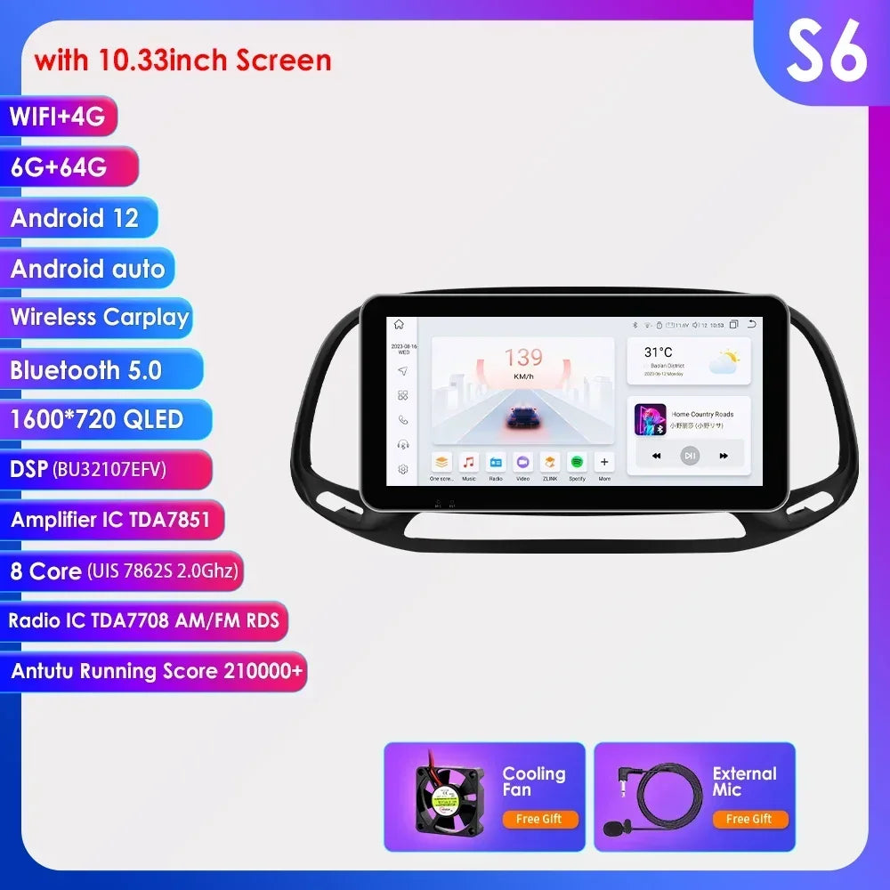 Fiat Doblo 2015-2019 9''/ 10.33'' Android 14 Carplay Android auto wireless wifi bt gps 4g AUTMKO9J