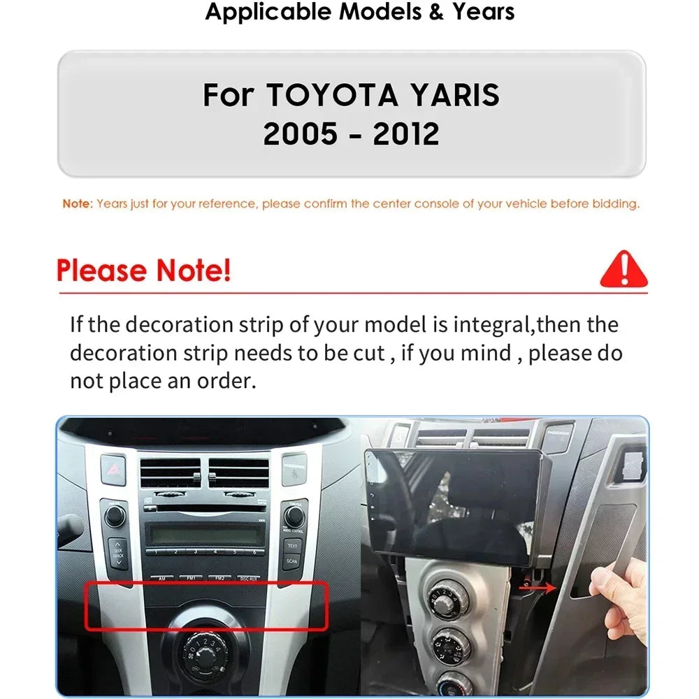 Toyota Yaris 2005-2012 9" Android 14 Carplay Android auto wireless wifi bt gps 4g AUTMT2N6
