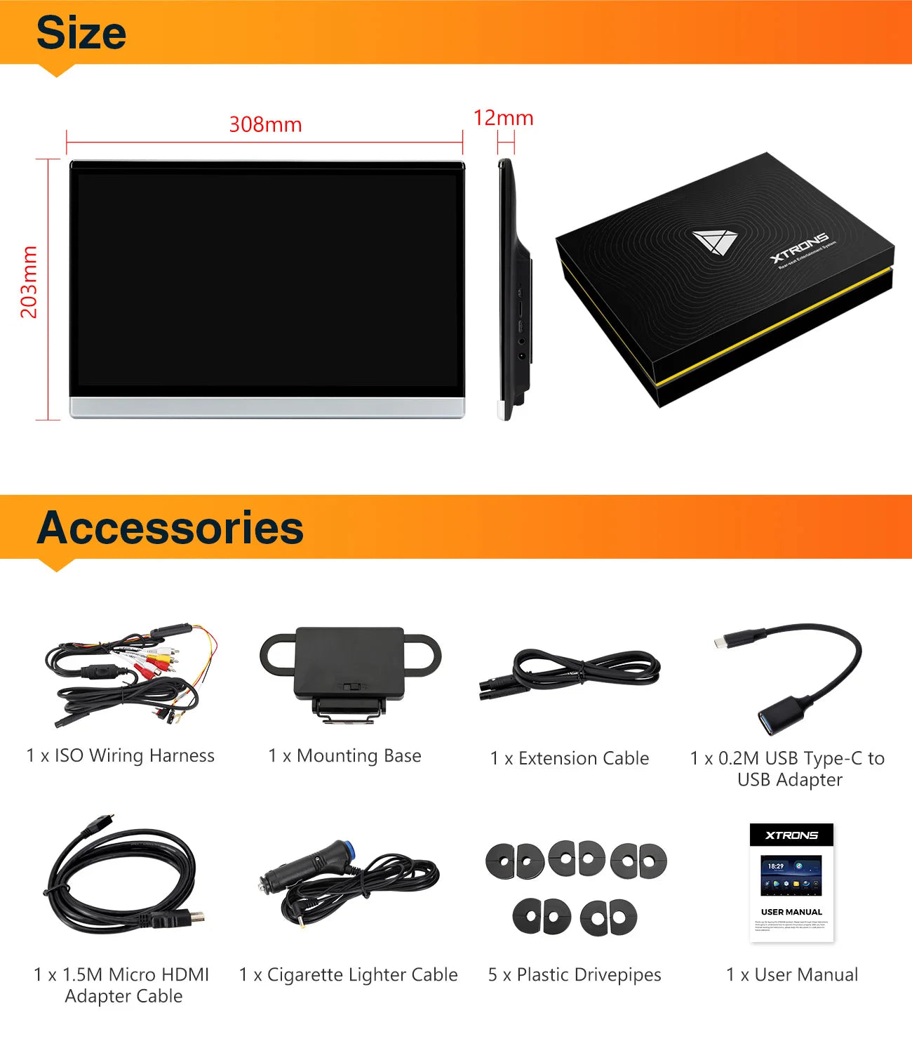 13.3 ''Poggiatesta Android Car TV Monitor1920 * 1080P FHD IPS Touch screen Quad Core 2 + 32GB con HDMI IN OUT AV IN HM136AC