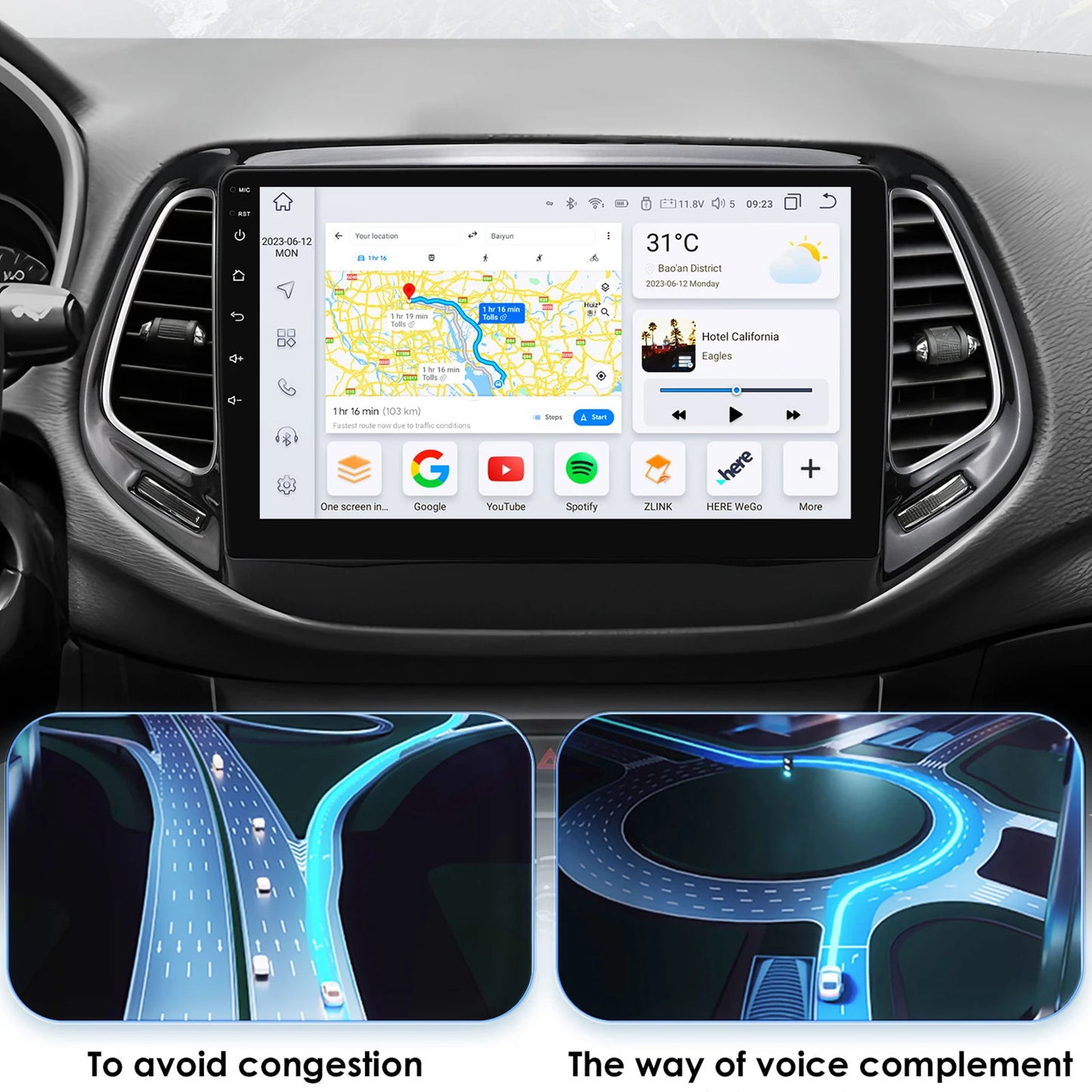 Jeep Compass 2017 -2020 10" Android 14 Carplay Android auto wireless wifi bt gps 4g AUTM4RUA