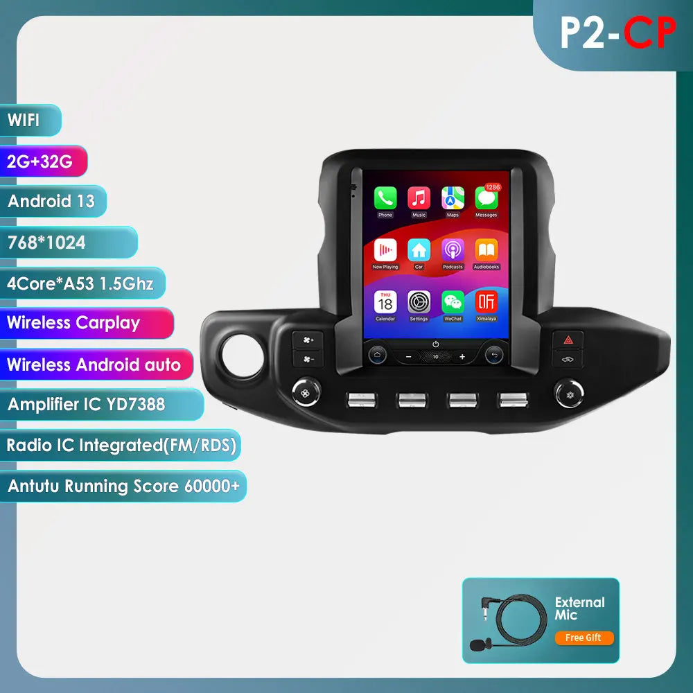 Jeep Wrangler JL Gladiator 2018-2023 9,7" Android 14 Carplay Android auto wireless wifi bt gps 4g AUTM4XE5