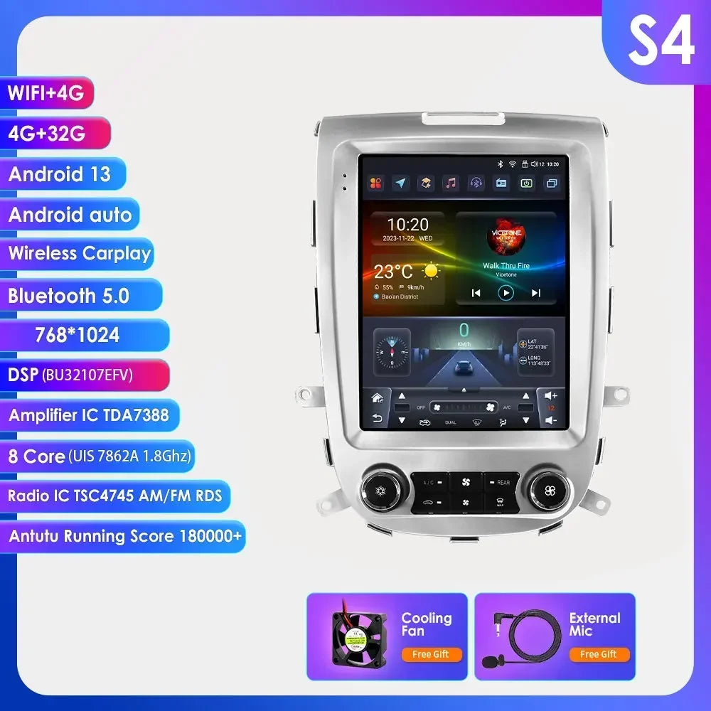 Hyundai Santa Fe 2 2006-2012 9,7" Android 14 Carplay Android auto wireless wifi bt gps 4g AUTM19VI