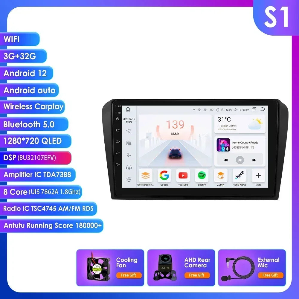 Mazda 3 2004-2009 9" / 10,33" Android 14 Carplay Android auto wireless wifi bt gps 4g AUTMZAMD3