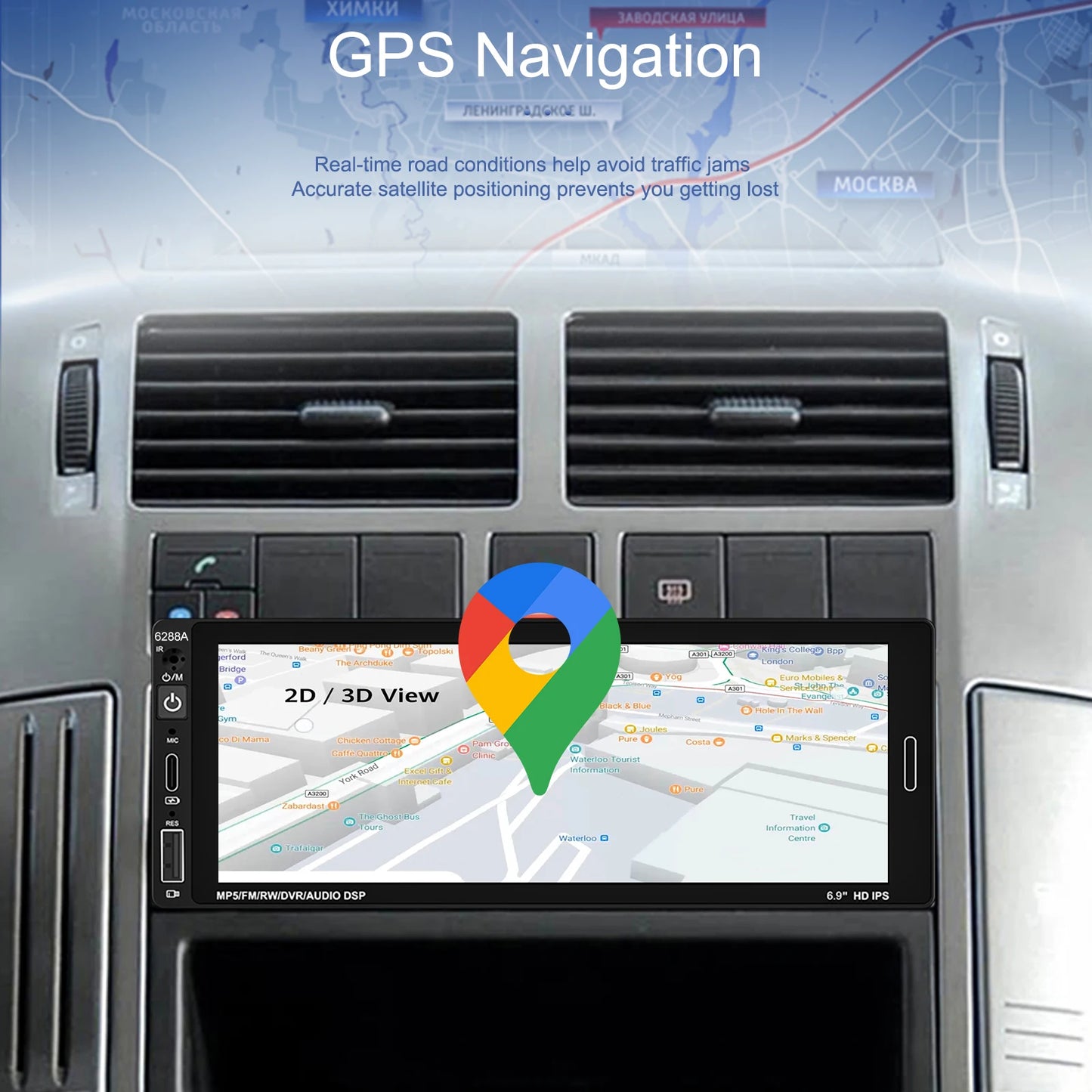 1din 6.86'' Android Car Stereo Radio 2+64G Wireless Carplay Android auto Bluetooth WIFI GPS FM Radio RDS AUTMRDNV1