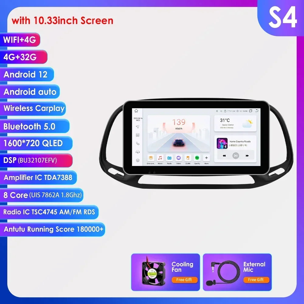 Fiat Doblo 2015-2019 9''/ 10.33'' Android 14 Carplay Android auto wireless wifi bt gps 4g AUTMKO9J