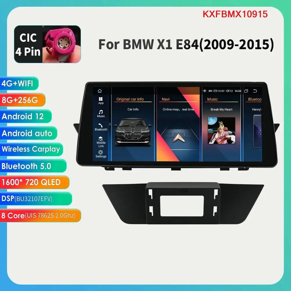 BMW X1 E84 CIC / SENZA MONITOR DI SERIE 2009-2015 10,25'' Android 14 HD IPS Multimedia Player 4G CarPlay Android Auto DSP