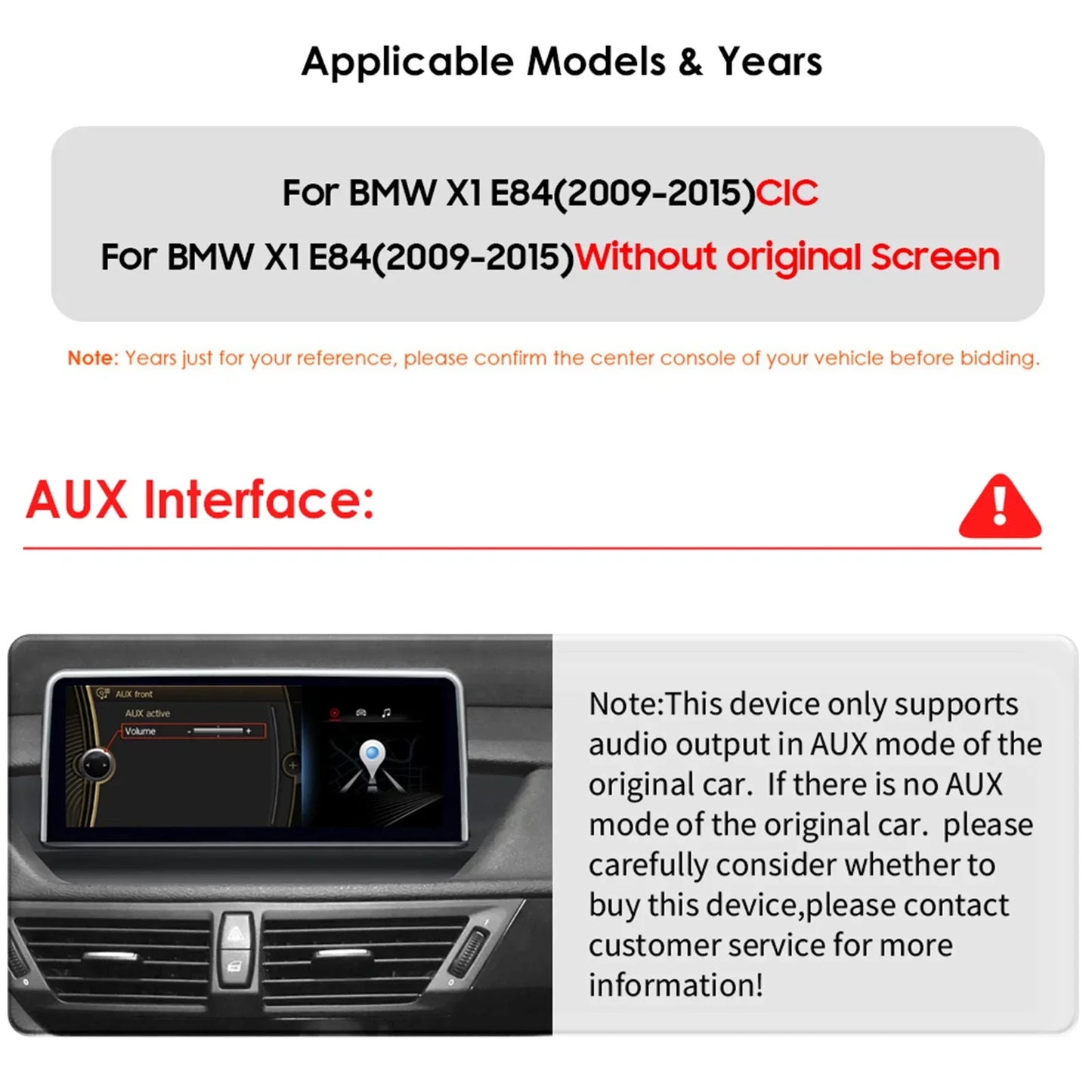 BMW X1 E84 CIC / SENZA MONITOR DI SERIE 2009-2015 10,25'' Android 14 HD IPS Multimedia Player 4G CarPlay Android Auto DSP