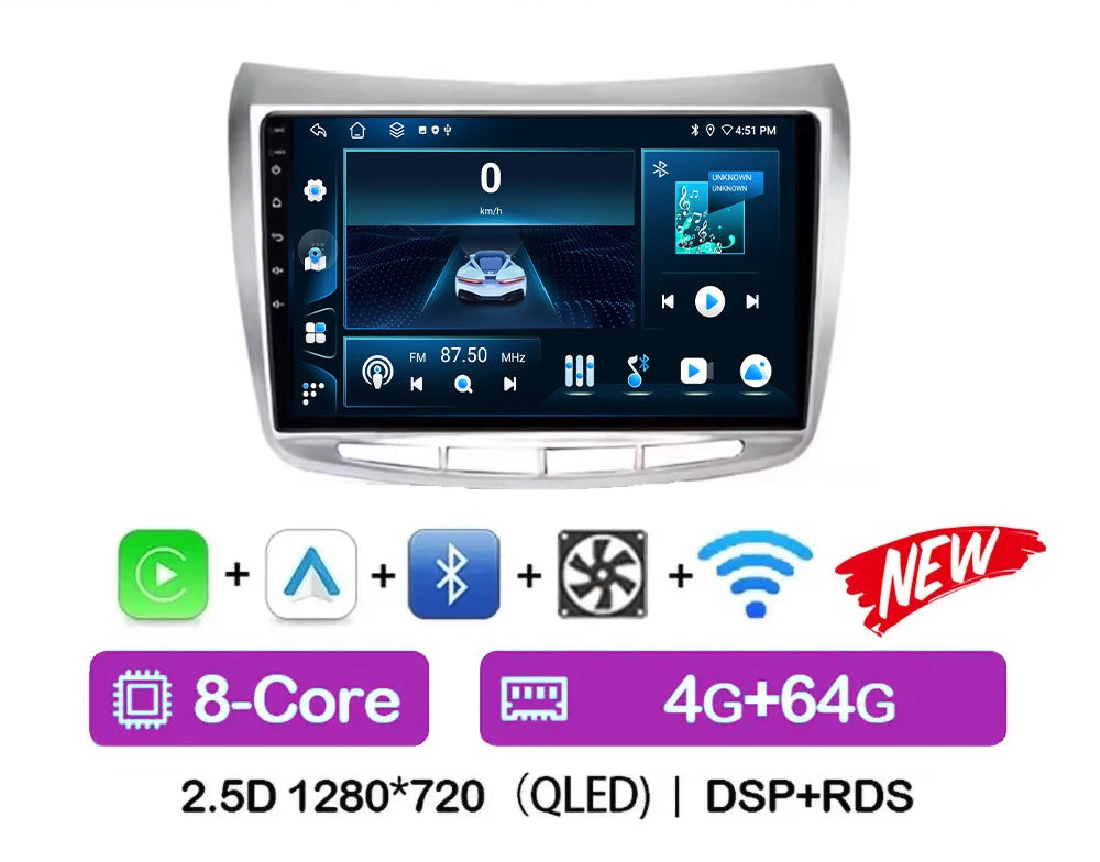 Cartablet 9" Lancia Delta 2009-2019 Android 14 Carplay Android auto wireless wifi bluetooth navigatore satellitare Europa radio RDS AUTMLNCDT