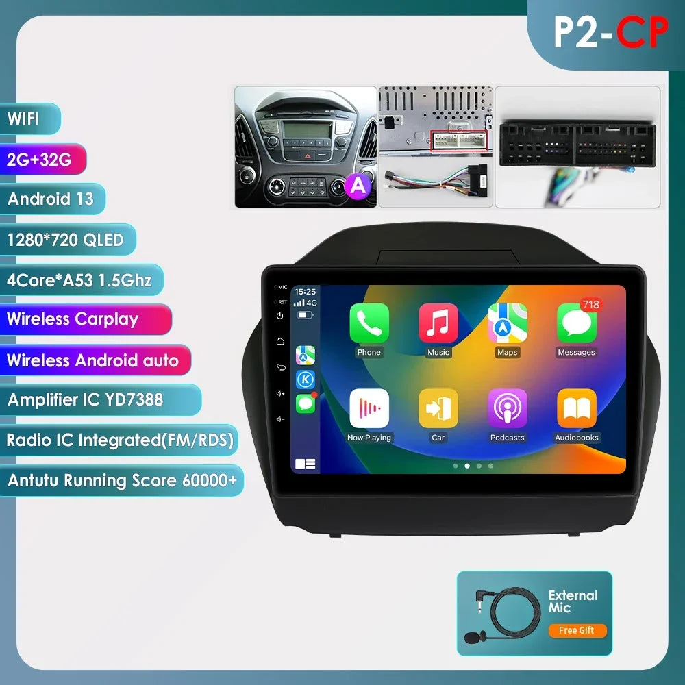 Hyundai Tucson 2 LM IX35 2009-2015 9" / 10,33" Android 14 Carplay Android auto wireless wifi bt gps 4g AUTMKXK8